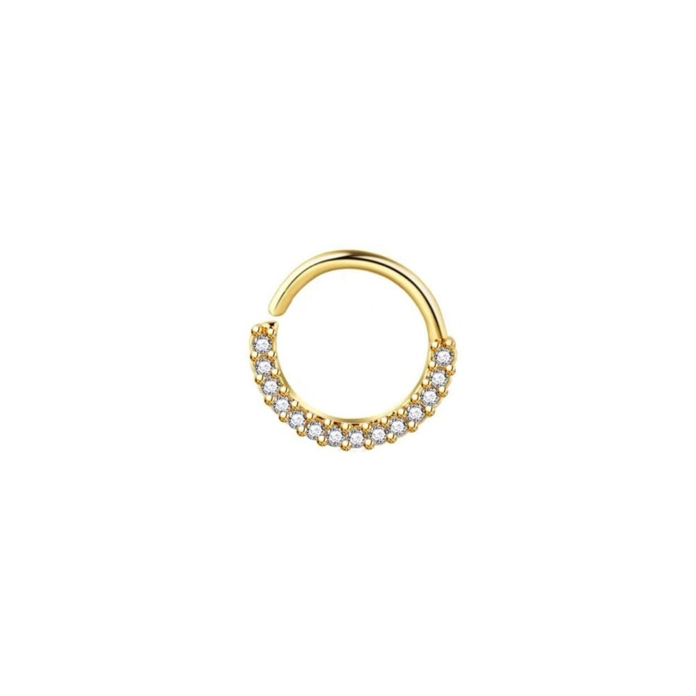 Conjunto Argolas Cravejadas Y Dourada Feminino, 2 Zircão