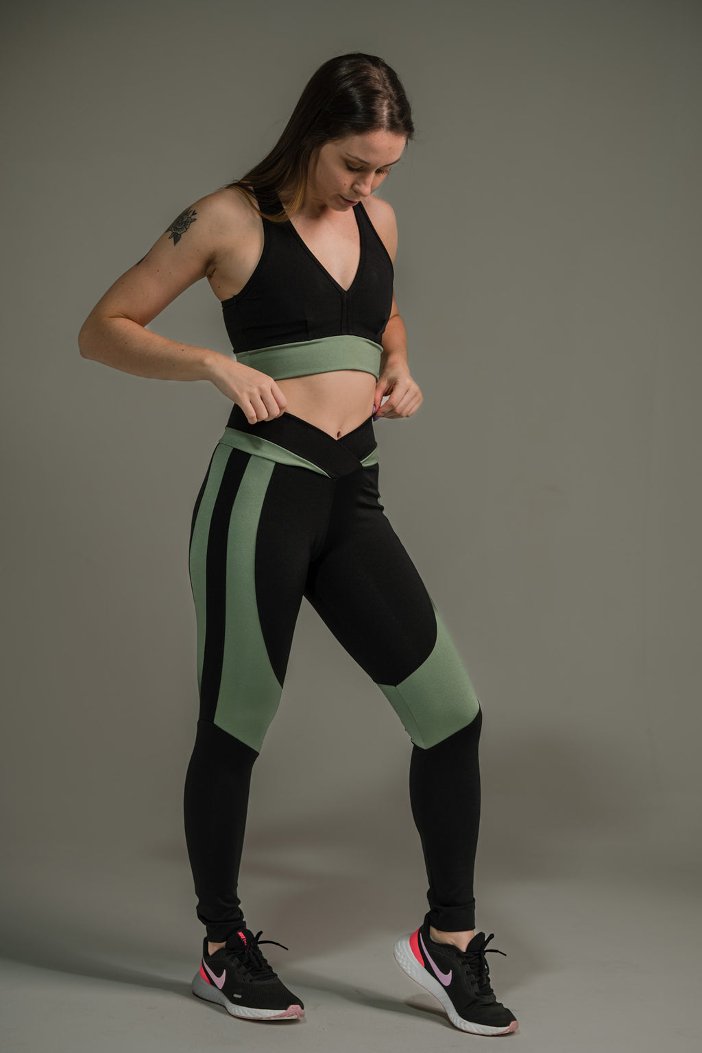 Calça Legging Feminina com Listras nas Coxas
