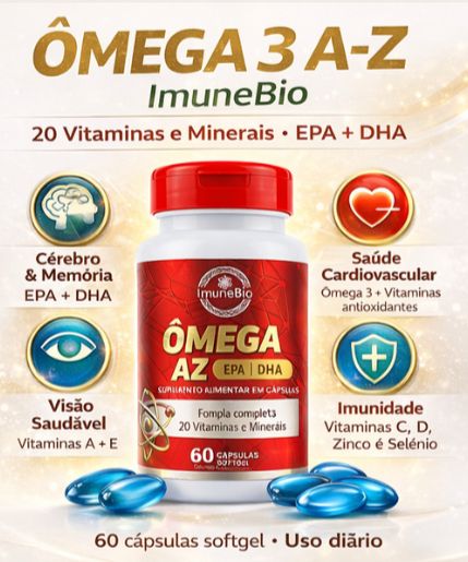 Ômega 3 Multivitamínico A-Z - 20 Vitaminas e Minerais + EPA DHA 1400 mg- 60 Caps