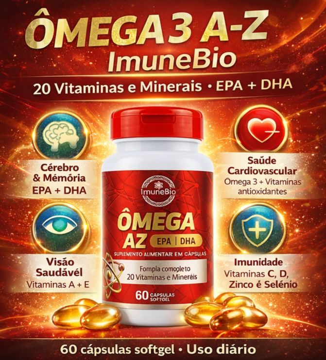 Ômega 3 Multivitamínico A-Z - 20 Vitaminas e Minerais + EPA DHA 1400 mg- 60 Caps
